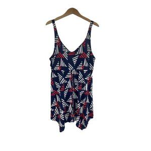 Denim & Co Beach Swim Dress One Piece Red White Blue Patriotic Womens 12